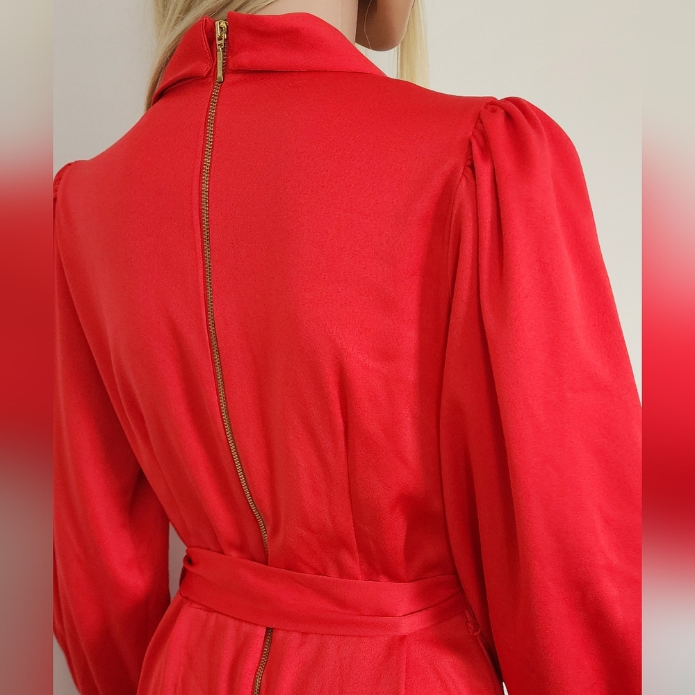 CLOSET RED DRESS SATIN RUFFLE MINI DRESS 8 - Picture 12 of 12